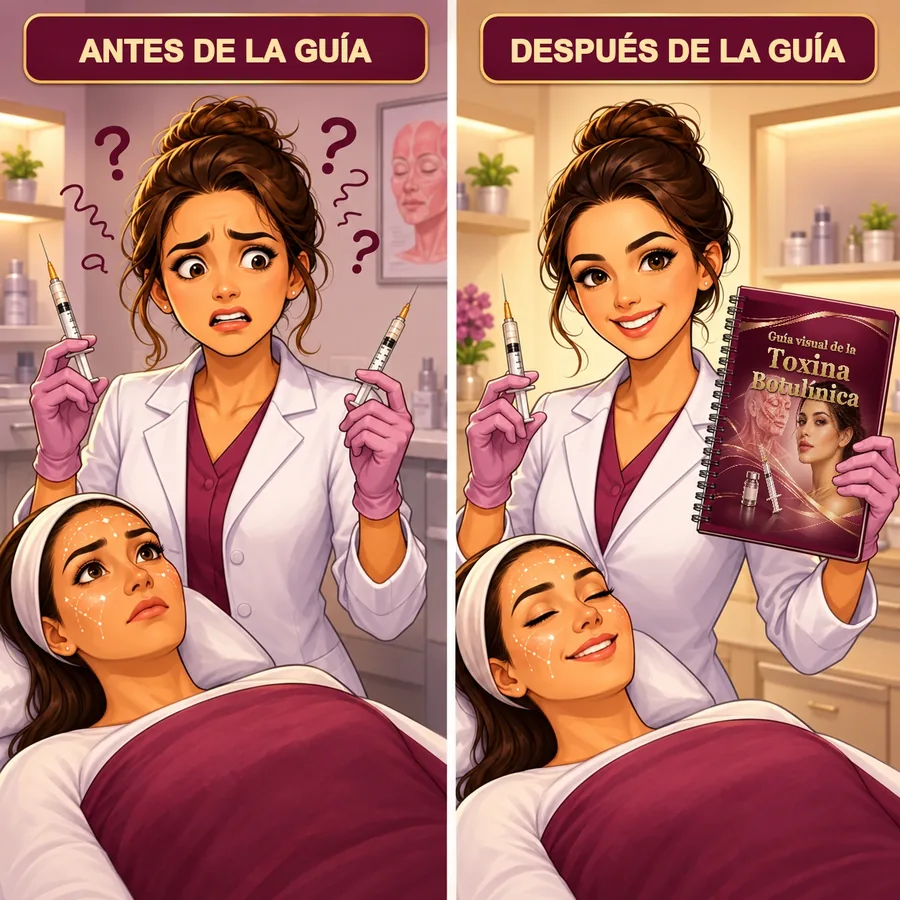 Comparação antes e depois da Guía visual de la toxina botulínica